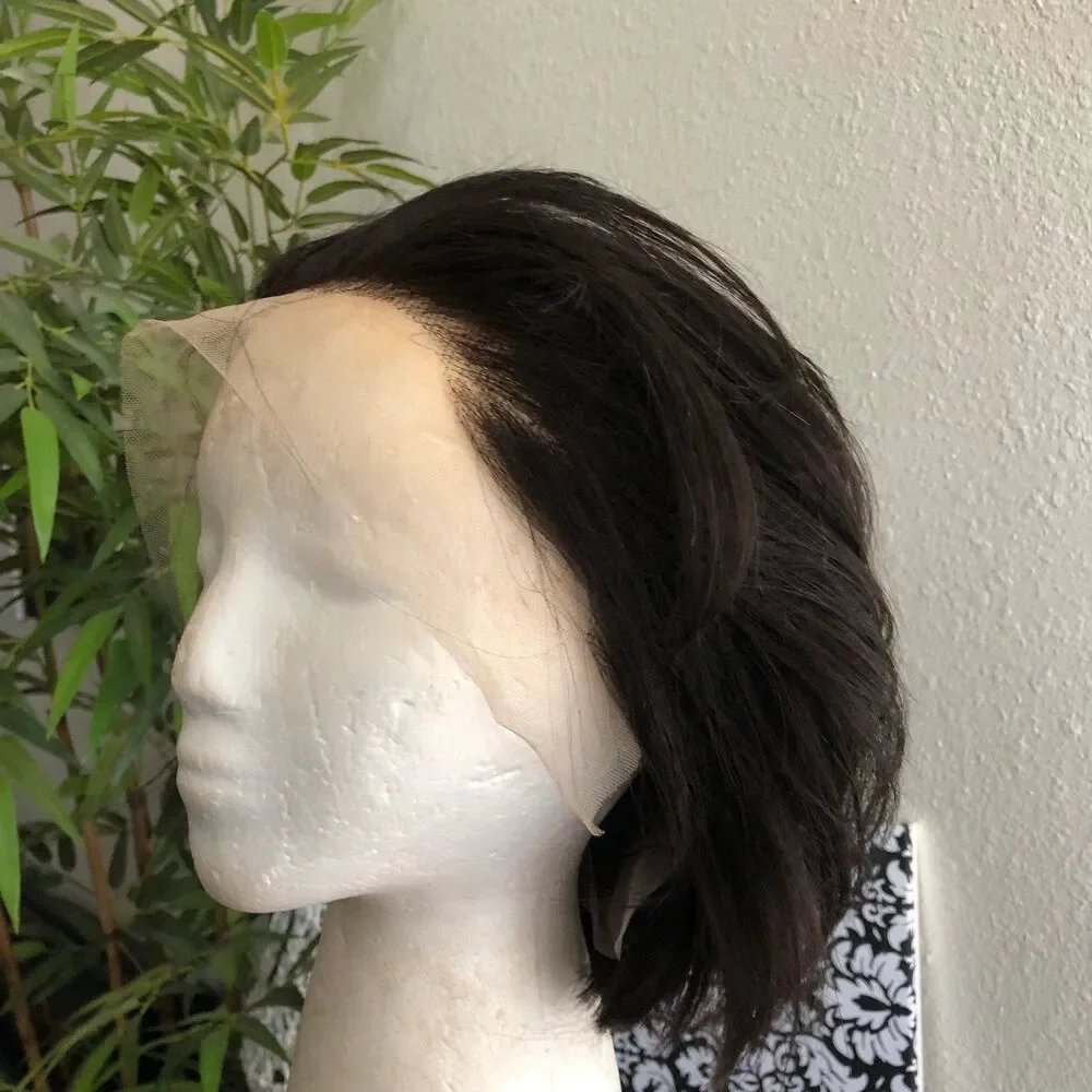 13x4 lace front black short pixie cut 100% HYMAN HAIR wig-180% density